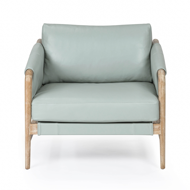 Pemberly Row Contemporary Accent Blue Genuine Leather Accent Chair
