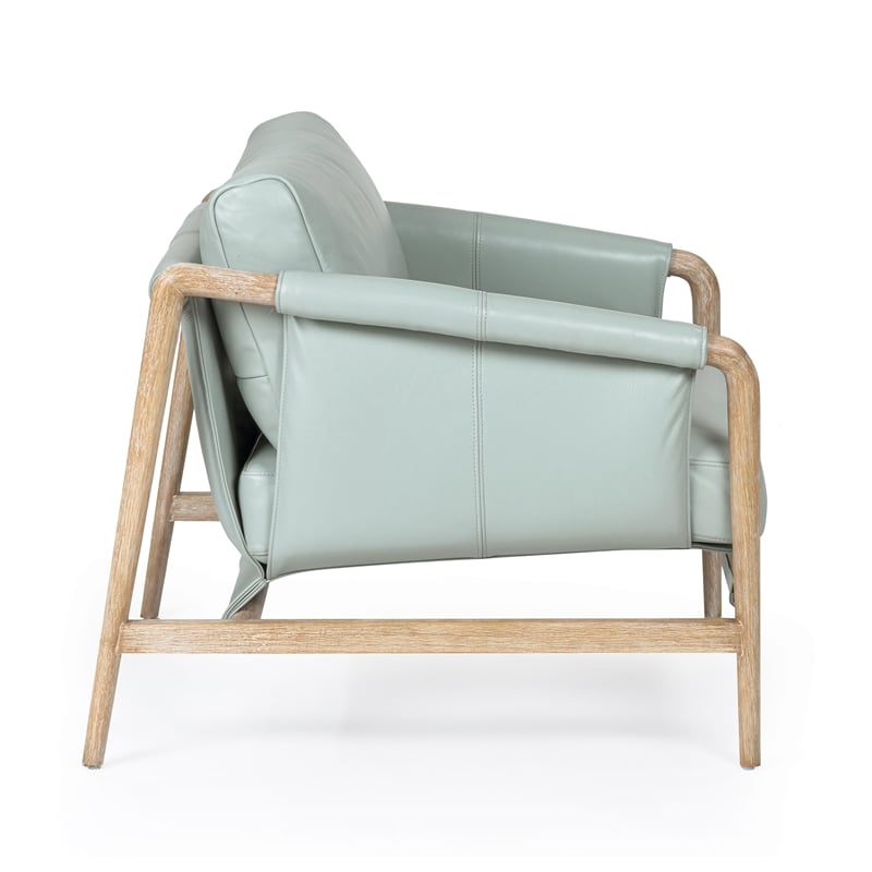 Pemberly Row Contemporary Accent Blue Genuine Leather Accent Chair