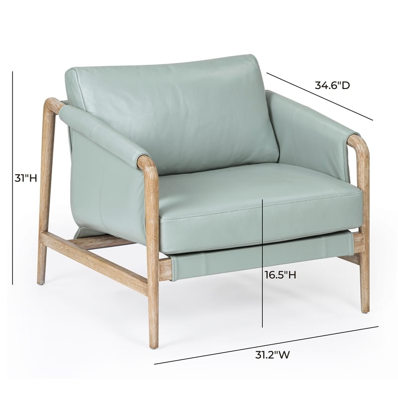 Pemberly Row Contemporary Accent Blue Genuine Leather Accent Chair
