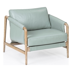 Pemberly Row Contemporary Accent Blue Genuine Leather Accent Chair