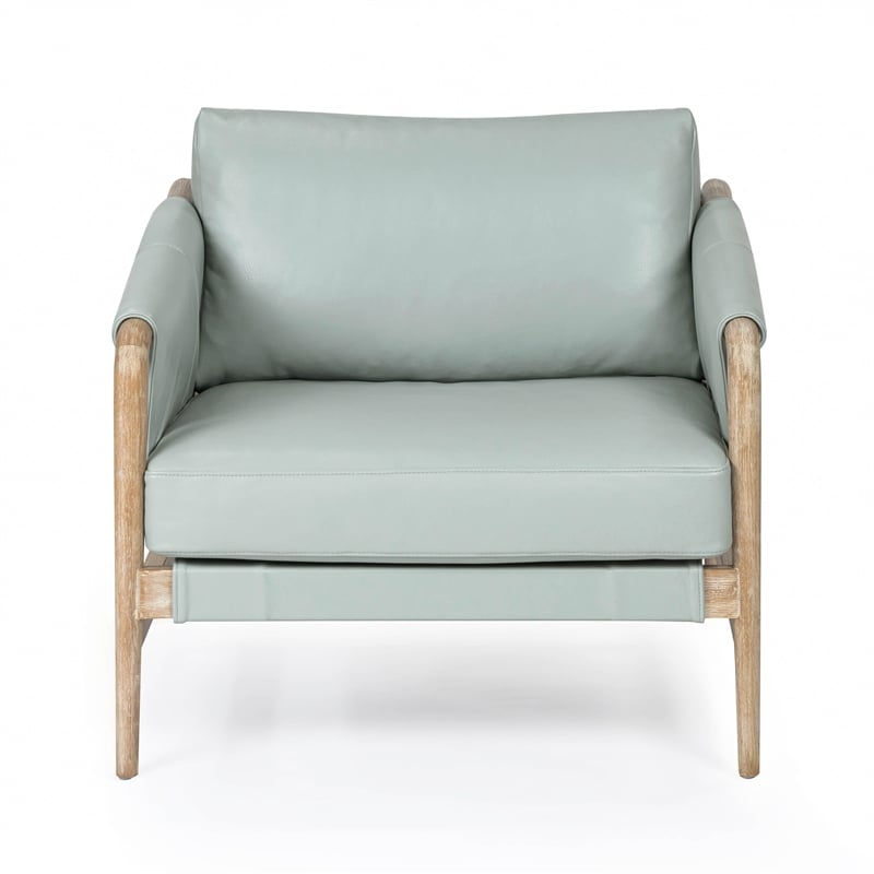 Pemberly Row Contemporary Accent Blue Genuine Leather Accent Chair