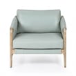 Pemberly Row Contemporary Accent Blue Genuine Leather Accent Chair