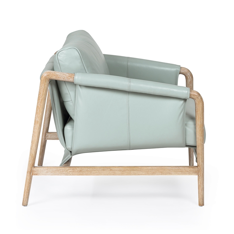 Pemberly Row Contemporary Accent Blue Genuine Leather Accent Chair