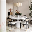 Pemberly Row Contemporary Black Dining Chair in Cream Performance Linen
