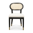 Pemberly Row Contemporary Black Dining Chair in Cream Performance Linen