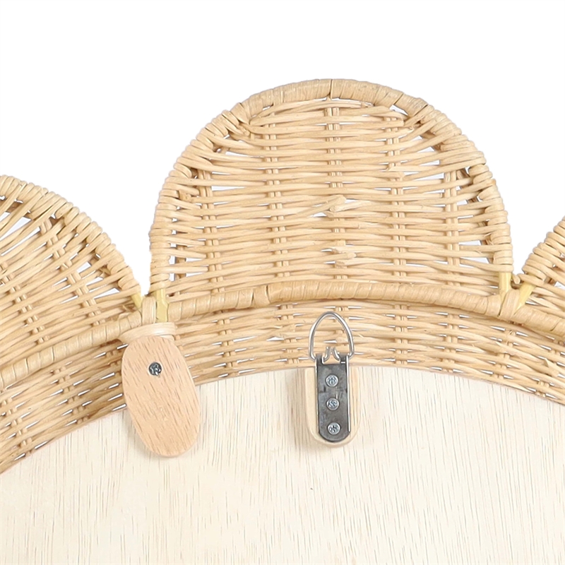 Pemberly Row Contemporary Accent Natural Rattan Round Mirror
