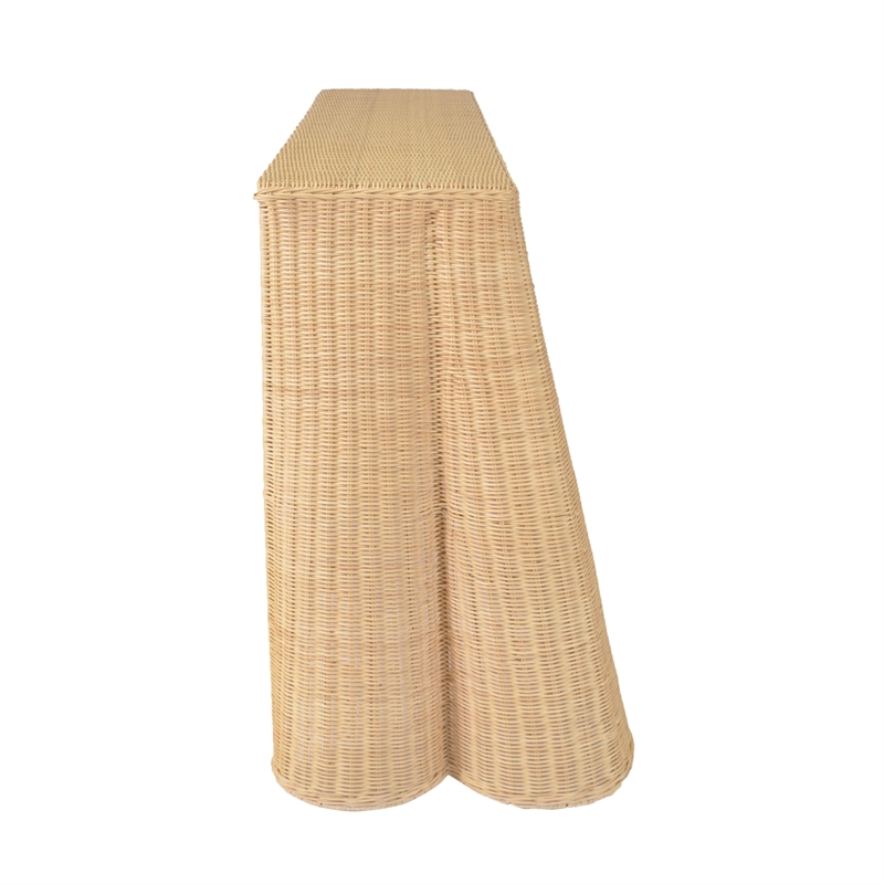 Pemberly Row Contemporary Accent Natural Rattan Console Table