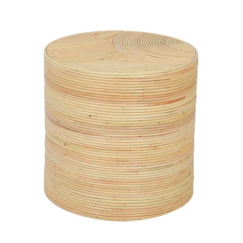 Pemberly Row Contemporary Accent Natural Rattan Arch Side Table