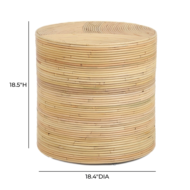 Pemberly Row Contemporary Accent Natural Rattan Arch Side Table