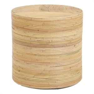 Pemberly Row Contemporary Accent Natural Rattan Arch Side Table