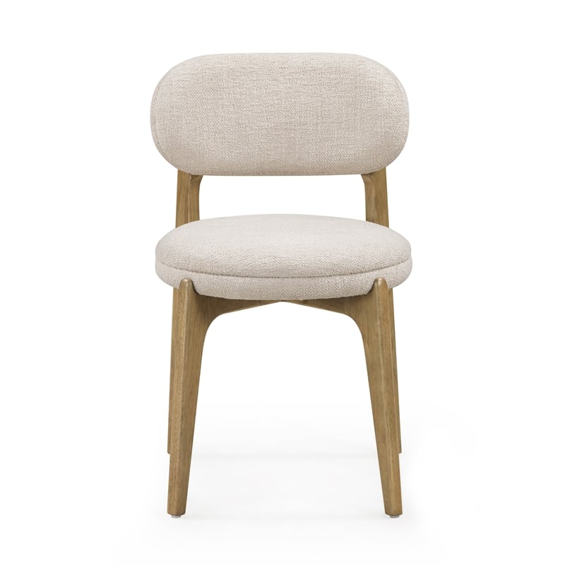 Pemberly Row Contemporary Cream Performance Fabric Dining Chair