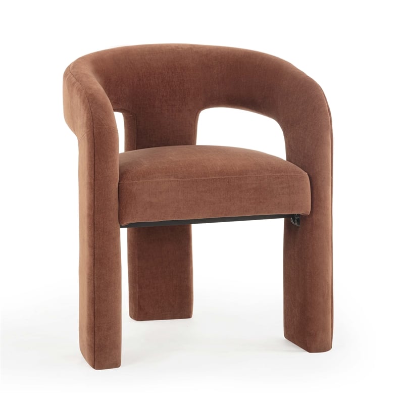 Pemberly Row Contemporary Rust Red Performance Chenille Dining Chair