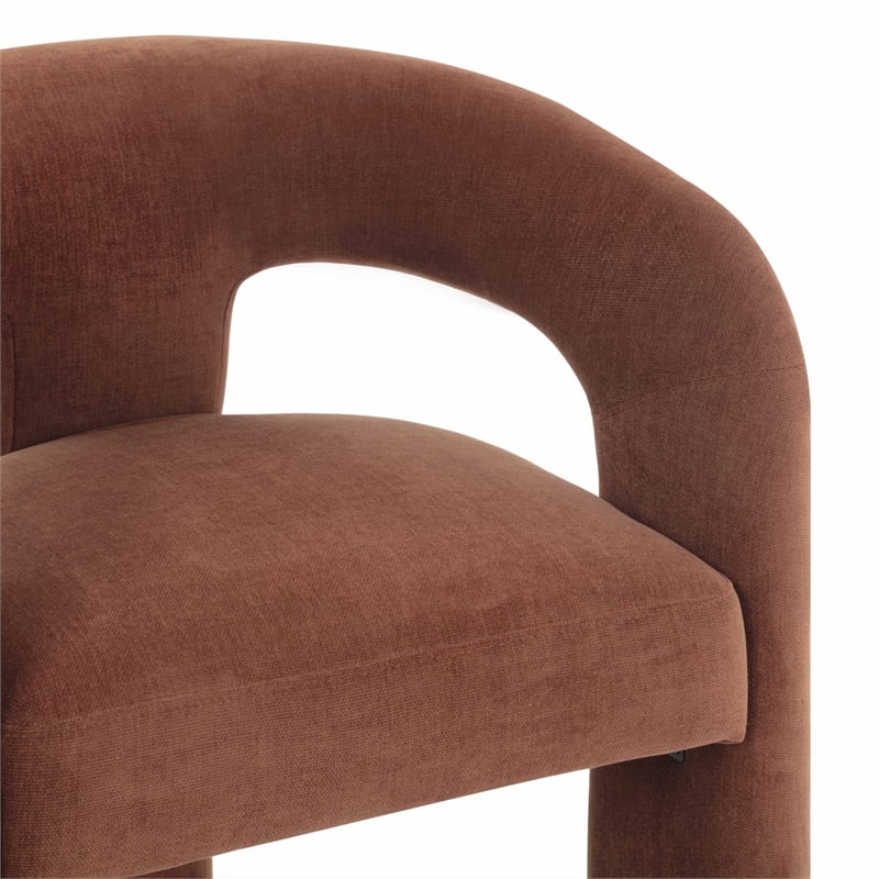 Pemberly Row Contemporary Rust Red Performance Chenille Dining Chair