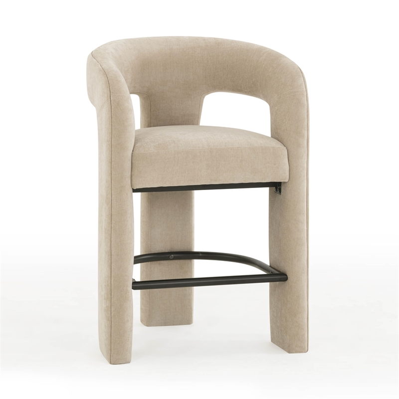 Pemberly Row Contemporary Taupe Performance Chenille Counter Stool