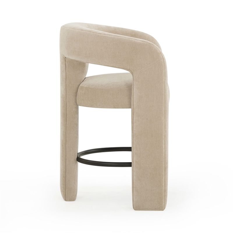Pemberly Row Contemporary Taupe Performance Chenille Counter Stool
