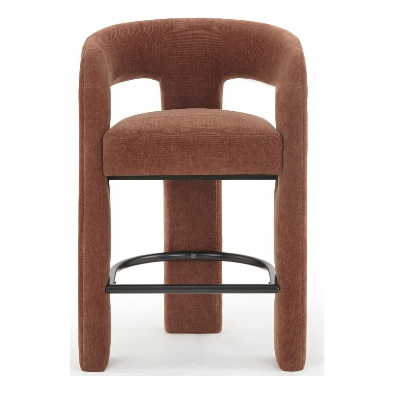 Pemberly Row Contemporary Rust Red Performance Chenille Counter Stool