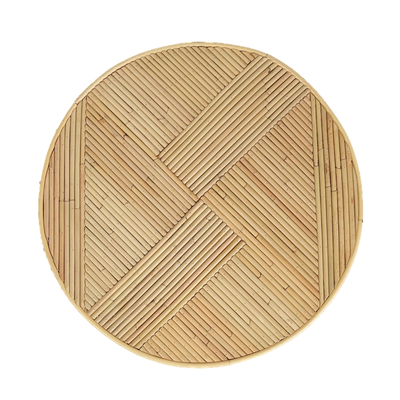 Pemberly Row Contemporary Accent Natural Rattan Cross Side Table