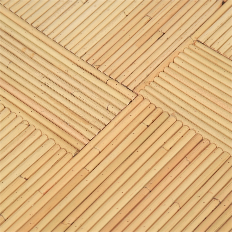 Pemberly Row Contemporary Accent Natural Rattan Cross Side Table