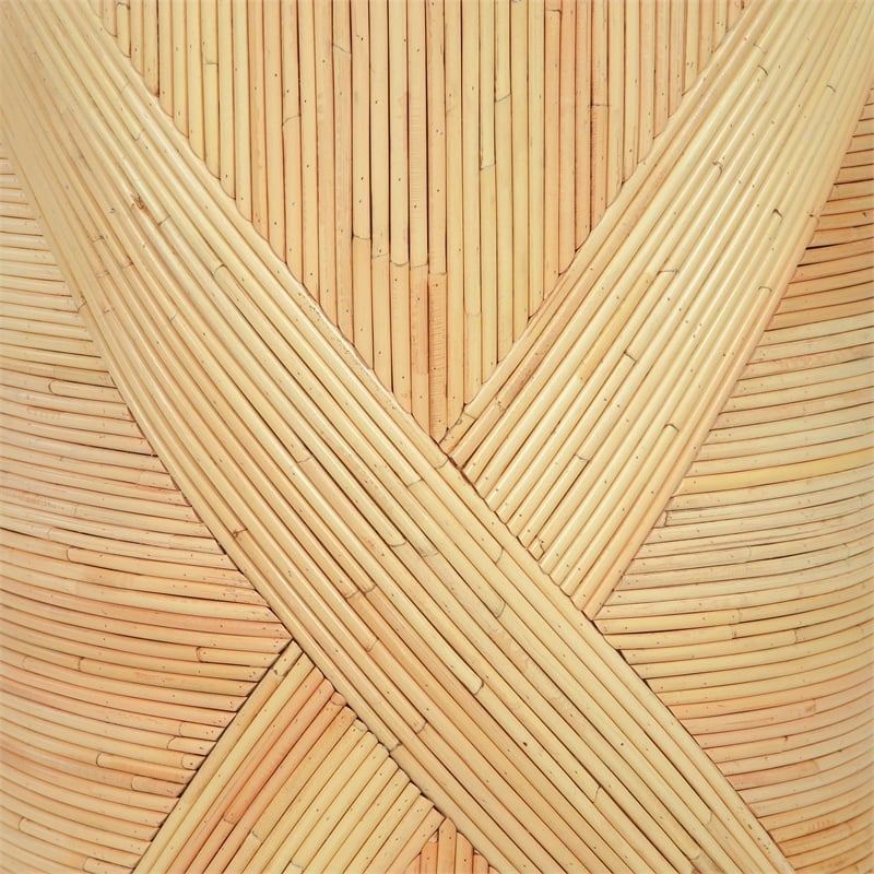 Pemberly Row Contemporary Accent Natural Rattan Cross Side Table