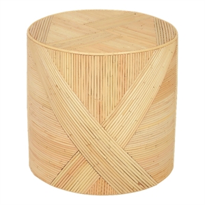 Pemberly Row Contemporary Accent Natural Rattan Cross Side Table