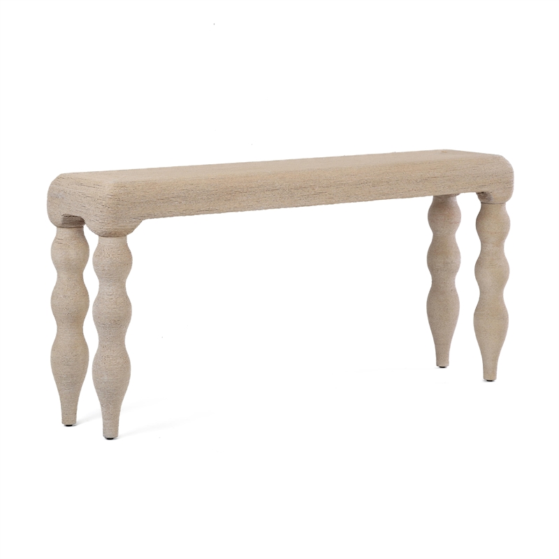 Pemberly Row Contemporary Accent Natural Rattan Console Table
