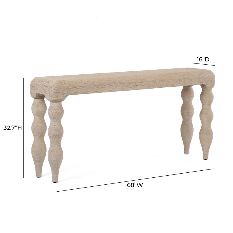 Pemberly Row Contemporary Accent Natural Rattan Console Table