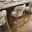 Pemberly Row Contemporary Cream Performance Fabric Counter Stool