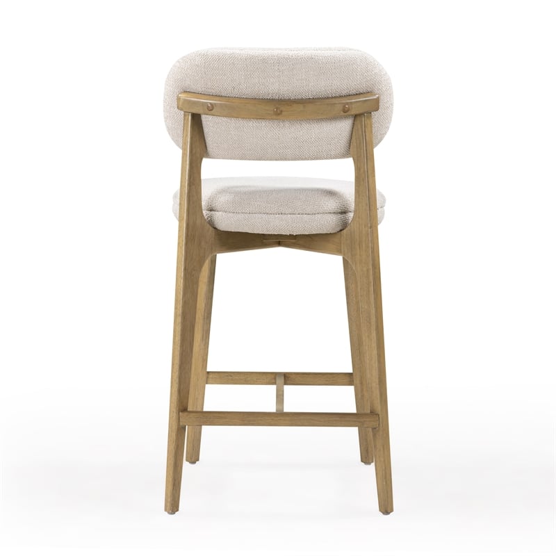 Pemberly Row Contemporary Cream Performance Fabric Counter Stool