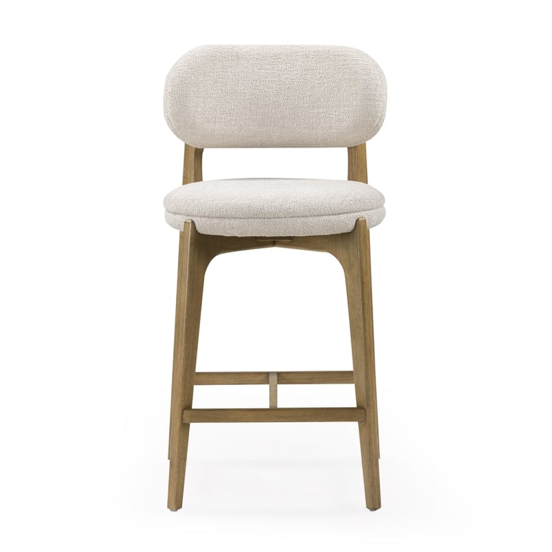 Pemberly Row Contemporary Cream Performance Fabric Counter Stool