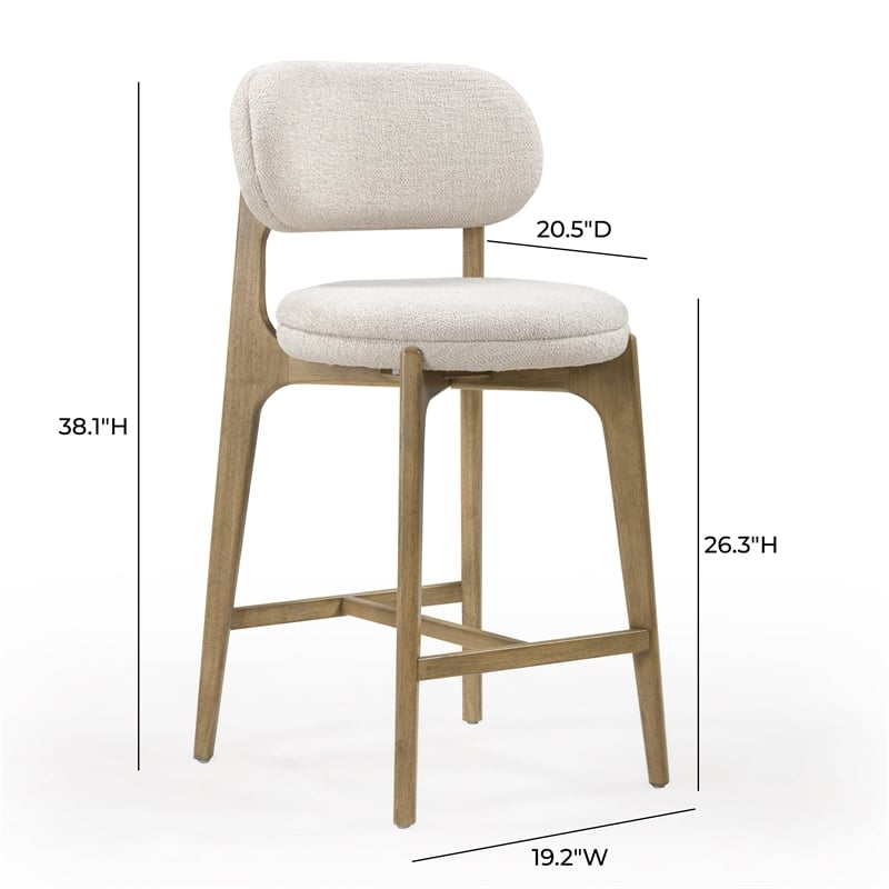 Pemberly Row Contemporary Cream Performance Fabric Counter Stool