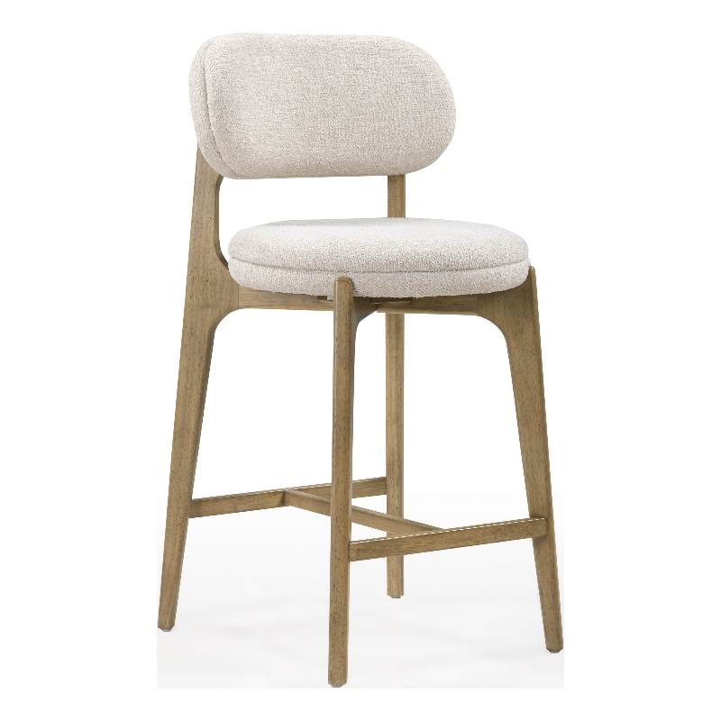 Pemberly Row Contemporary Cream Performance Fabric Counter Stool