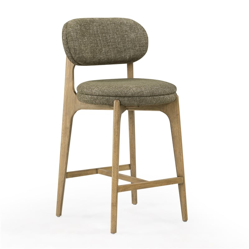 Pemberly Row Contemporary Green Performance Fabric Counter Stool