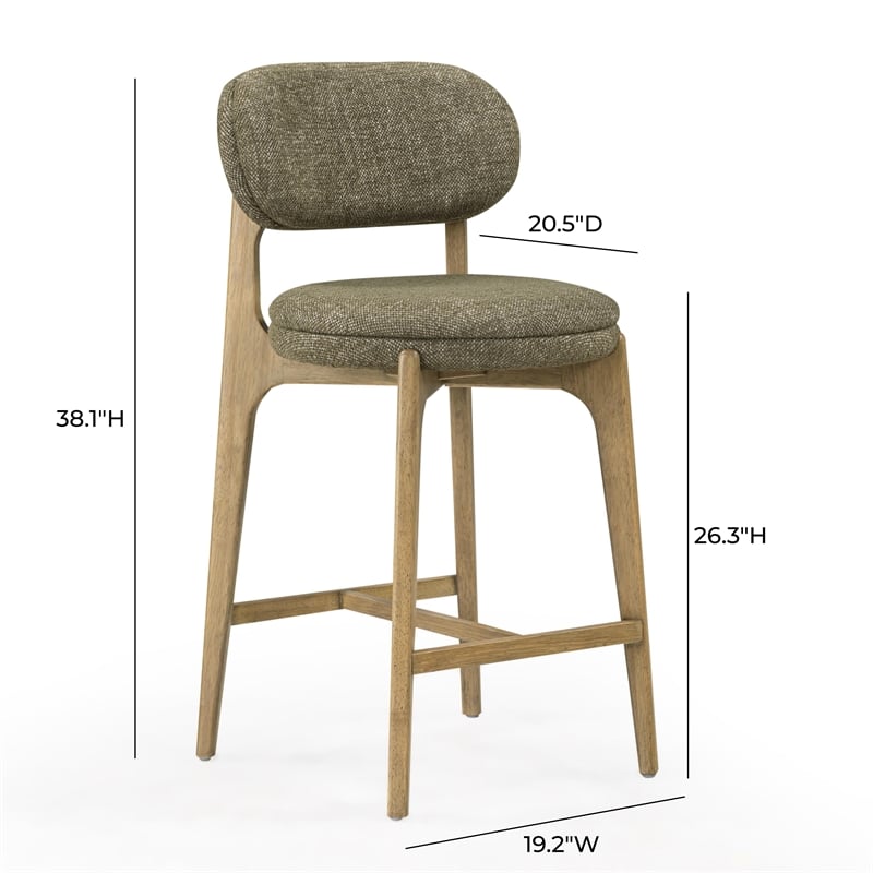 Pemberly Row Contemporary Green Performance Fabric Counter Stool