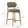 Pemberly Row Contemporary Green Performance Fabric Counter Stool