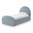 Pemberly Row Contemporary Moon Blue Chenille Twin Trundle Bed
