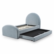 Pemberly Row Contemporary Moon Blue Chenille Twin Trundle Bed