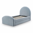 Pemberly Row Contemporary Moon Blue Chenille Twin Trundle Bed