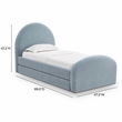 Pemberly Row Contemporary Moon Blue Chenille Twin Trundle Bed