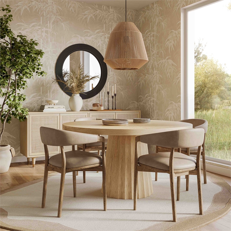 Pemberly Row Contemporary Accent Taupe Vegan Leather Dining Chair