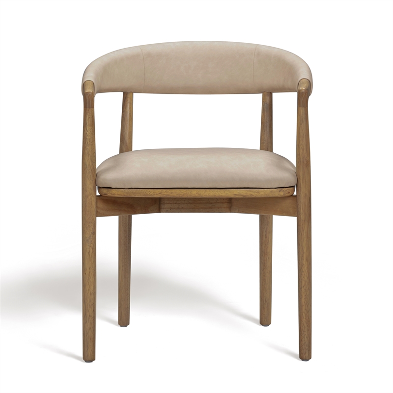 Pemberly Row Contemporary Accent Taupe Vegan Leather Dining Chair