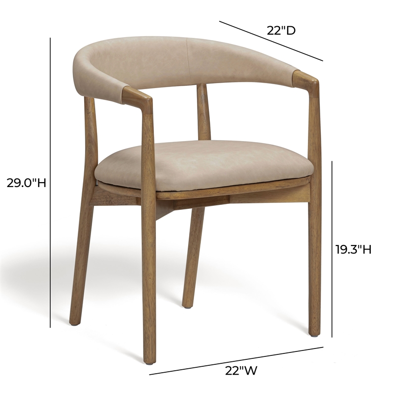 Pemberly Row Contemporary Accent Taupe Vegan Leather Dining Chair