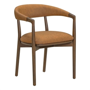 Pemberly Row Contemporary Accent Brown Vegan Leather Dining Chair