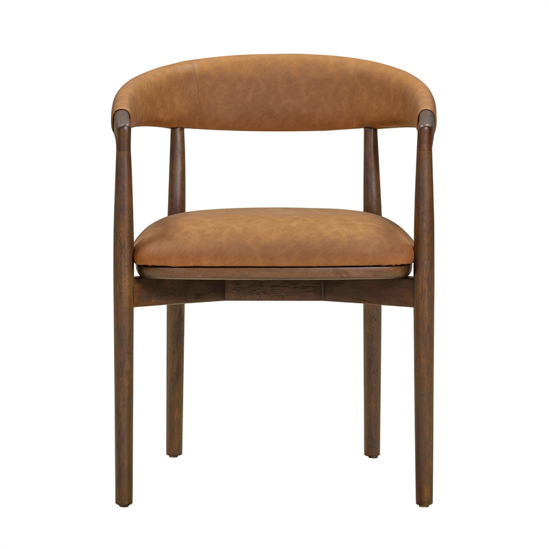 Pemberly Row Contemporary Accent Brown Vegan Leather Dining Chair