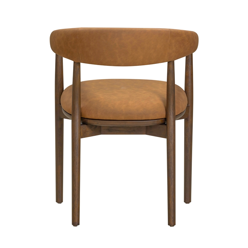 Pemberly Row Contemporary Accent Brown Vegan Leather Dining Chair
