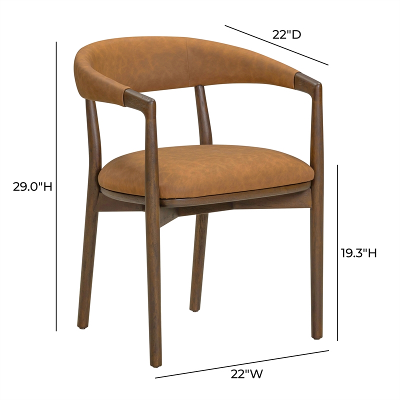 Pemberly Row Contemporary Accent Brown Vegan Leather Dining Chair