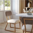 Pemberly Row Cream Vegan Leather and Gray Vegan Shearling Dining Chair