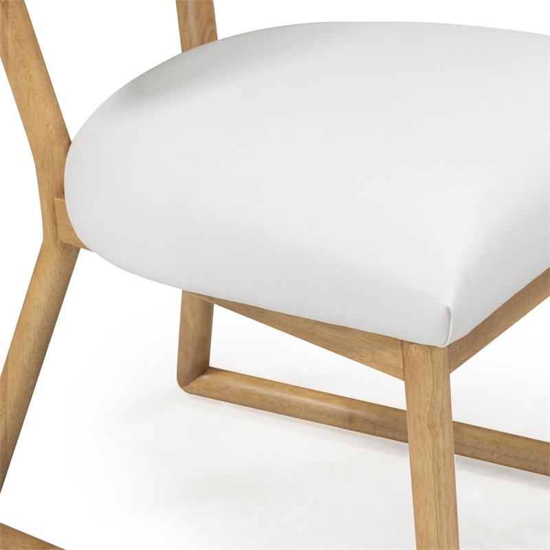 Pemberly Row Cream Vegan Leather and Gray Vegan Shearling Dining Chair