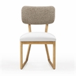 Pemberly Row Cream Vegan Leather and Gray Vegan Shearling Dining Chair