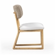 Pemberly Row Cream Vegan Leather and Gray Vegan Shearling Dining Chair