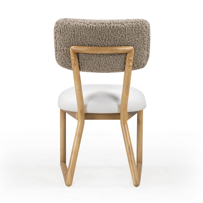 Pemberly Row Cream Vegan Leather and Gray Vegan Shearling Dining Chair